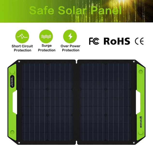 Портативна сонячна складна панель TopSolar SolarFolio 60W, 2 великі секції (Black) 230505 фото