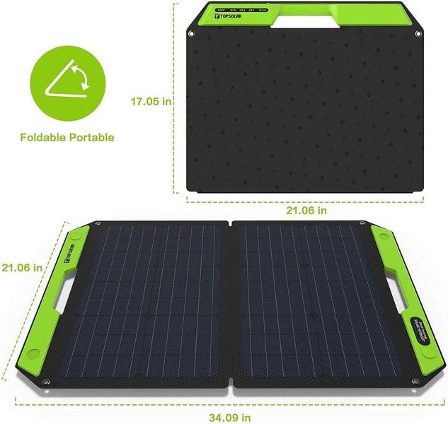 Портативна сонячна складна панель TopSolar SolarFolio 60W, 2 великі секції (Black) 230505 фото