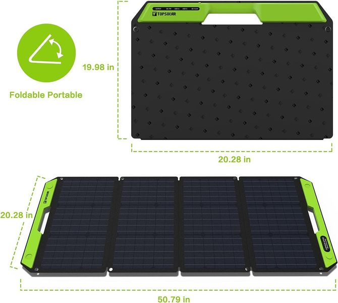 Портативна сонячна складна панель TopSolar SolarFolio 100W, 4 великі секції (Black) 230506 фото