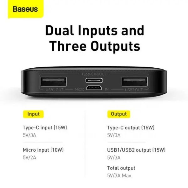 Повербанк Baseus Bipow Digital Display 10000mAh 15W 3A, black 230509 фото