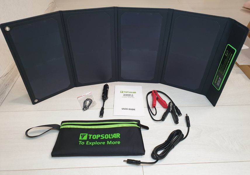 Сонячна панель TopSolar SolarFairy 30W швидка зарядка з 2х USB, Black 230501 фото