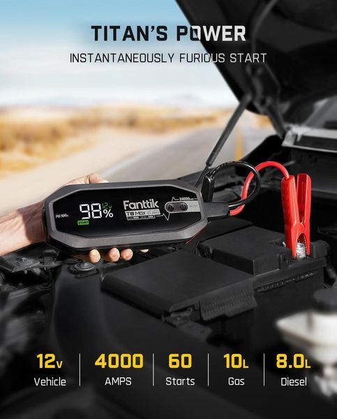 Автомобильный стартер Fanttik T8 MAX 4000A Jump Starter емкостью 24000mAh 230722 фото