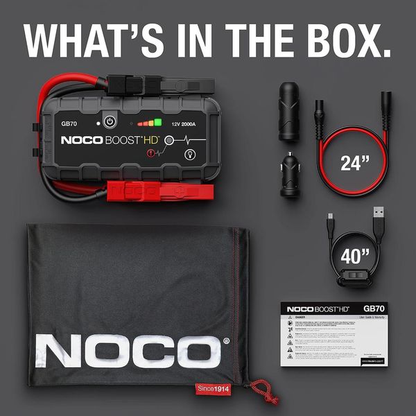 Автомобільний пусковий пристрій NOCO Boost HD GB70 2000A UltraSafe для бензинових та дизельних двигунів 12В до 8,0 літрів 230785 фото