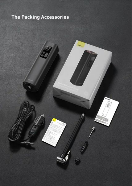Автомобильный насос компрессор Baseus Super Mini Inflator Pump + кейс для транспортировки и хранения 230685 фото