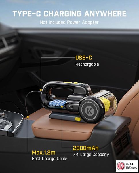 Аккумуляторный автомобильный пылесос Fanttik V10 Apex высокой мощности 50AW/17kPa, Black 230816 фото