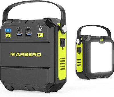 Фонарь кемпинговый MARBERO M87 (83Wh) с мощным фонарем, для зарядки ноутбука, телефона (Black with Green) 230535 фото
