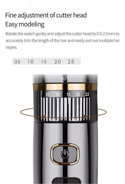 Акумуляторна машинка для стрижки волосся Xiaomi Riwa (RE-6501T) професійні леза з кераміки, Black 230757 фото