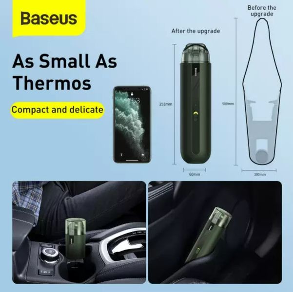 Автомобільний акумуляторний пилосос Baseus A2 Car Vacuum Cleaner (CRXCQA2), Green 230705 фото