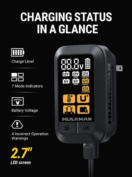 Автомобильное интеллектуальное зарядное устройство HULKMAN Sigma 1 (1А), Black 230557 фото