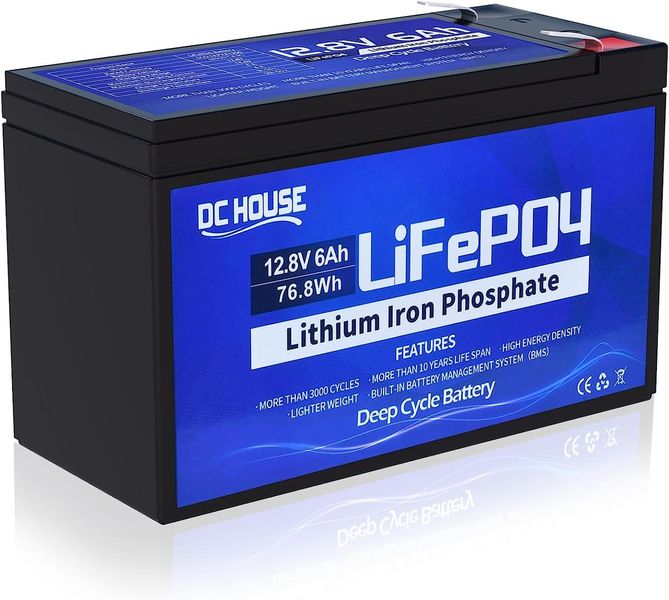 Акумуляторна батарея DC HOUSE 12V 6Ah (77Wh) LiFePO4, 3000+ циклів 230709 фото