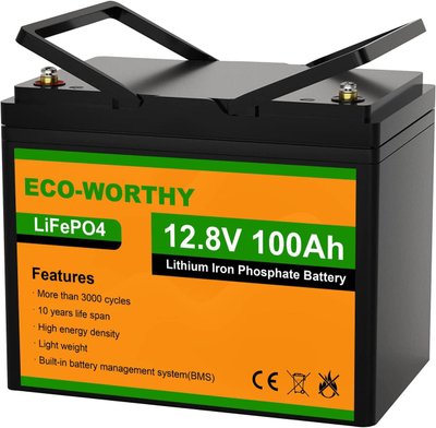 Акумулятор Eco Worthy LiFePO4 12V 100Ah (1280Wh) із вбудованим BMS, 3000+ циклів 230777 фото