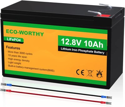 Аккумулятор Eco Worthy LiFePO4 12V 10Ah (128Wh), 3000+ циклов 230581 фото