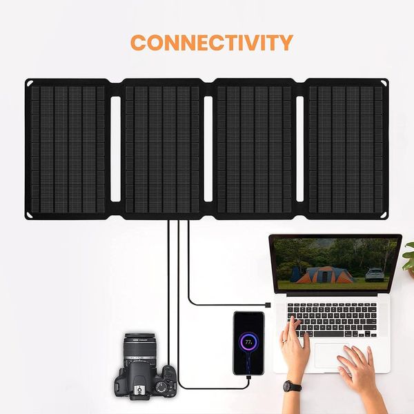 Сонячна складана панель FlexSolar 30W (IP67), плюс кабель DC5521 для заряджання ноутбука, Black 230665 фото
