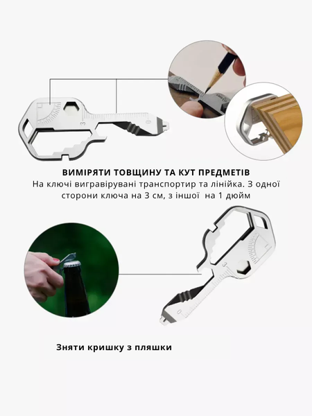 Міні-мультитул багатофункціональний LETGOS універсальний міні інструмент на ключі (14 в 1), різнокольоровий 001268 фото