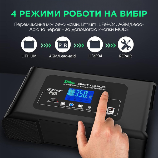 Автоматичний зарядний пристрій HTRC P35 на 35A 12-24V 230733 фото