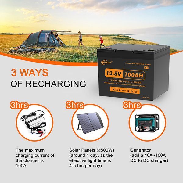Аккумулятор универсальный JSDSolar LiFePO4 12V 100Ah (1280Wh) с функцией Bluetooth и встроенной BMS, 6000+ жизненных циклов 001224 фото