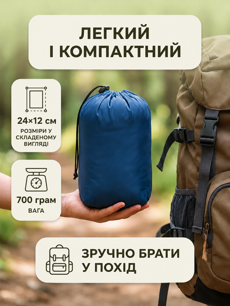 Гамак туристичний Xiaomi ZaoFeng HW070101 Parachute Cloth 270x140 см до 300 кг, синьо-бірюзовий 001228 фото