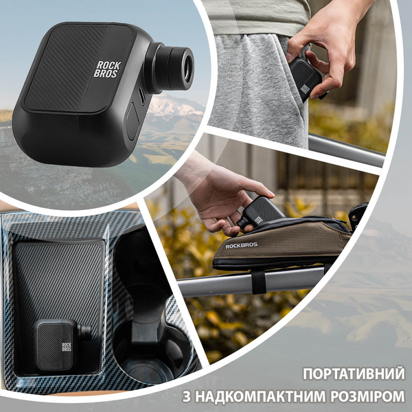 Насос акумуляторний для велосипеда Rockbros AS110 легкий компактний компресор на 100 PSI швидке заряджання USB Type-C 001160 фото