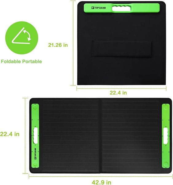 Сонячна складна панель TopSolar 100W (T05SC100-1) зі швидкою зарядкою QC3.0/PD и выходами 12/19В 230838 фото