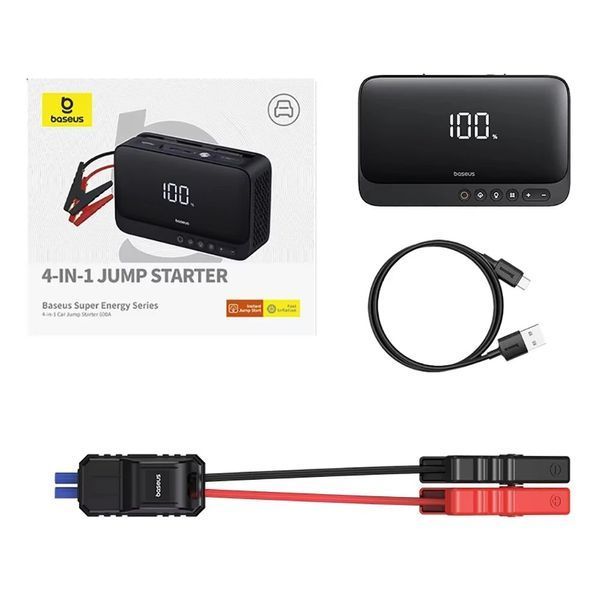 Автомобильное пусковое устройство 4-в-1 Baseus Super Energy Jump Starter 600А аккумуляторный стартер с функцией компрессора 001232 фото