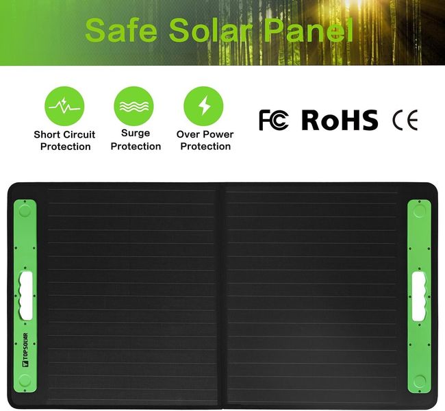 Сонячна складна панель TopSolar 100W (T05SC100-1) зі швидкою зарядкою QC3.0/PD и выходами 12/19В 230838 фото