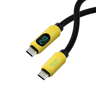 Зарядный кабель USB-C HAGiBiS SX03S для быстрой зарядки и передачи данных Type-C кабель 240W PD3.1 с LED-дисплеем 100 см, Yellow 001233 фото