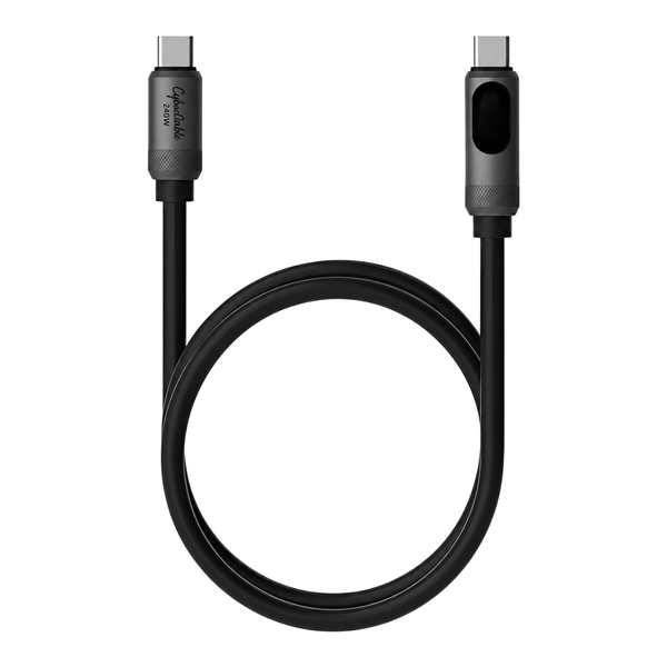Зарядный кабель USB-C HAGiBiS SX03S для быстрой зарядки и передачи данных Type-C кабель 240W PD3.1 с LED-дисплеем 100 см, Silver 001235 фото