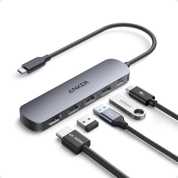 Хаб Anker A8357 USB-C Hub (5-in-1) для ноутбуков многопортовый адаптер USB-хаб с HDMI 4K на 5 портов с быстрой зарядки 90W 001084 фото
