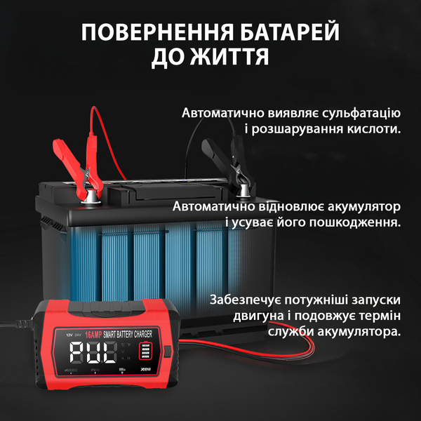 Зарядний пристрій автоматичний HTRC 12V 16A / 24V 10A для акумуляторів AGM, Gel, SLA, EFB, LiFePO4, Lithium та інших 001237 фото