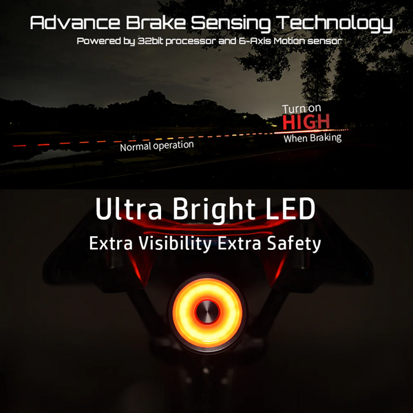 Задній велосипедний ліхтар ENFITNIX Xlite200 Smart Tail Light з авто стоп-сигналом датчиком гальмування та 6 режимами, металік 001238 фото