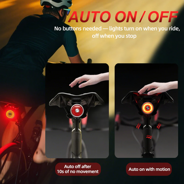Задній велосипедний ліхтар ENFITNIX Xlite200 Smart Tail Light з авто стоп-сигналом датчиком гальмування та 6 режимами, металік 001238 фото