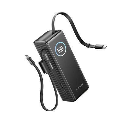Повербанк портативний EcoFlow Rapid 25000mAh (170W) з вбудованим і висувним кабелями та дисплеєм універсальний, Black 001177 фото
