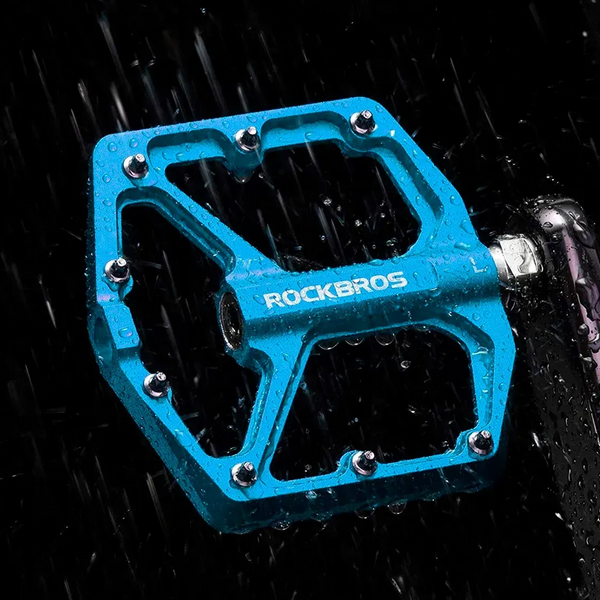 Педалі велосипедні Rockbros K203 на промислових підшипниках з шипами легкі алюмінієві педалі на промах зі змінними шипами, Blue 001142 фото
