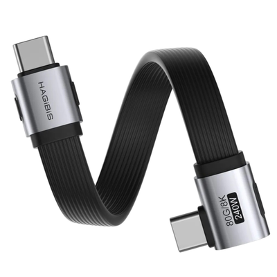 Кабель USB-C HAGiBiS USB4 V2.0 повнофункціональний Type-C кабель швидка зарядка 240W передача даних 80Gbps відео 8K/60Hz (15 см) 001243 фото