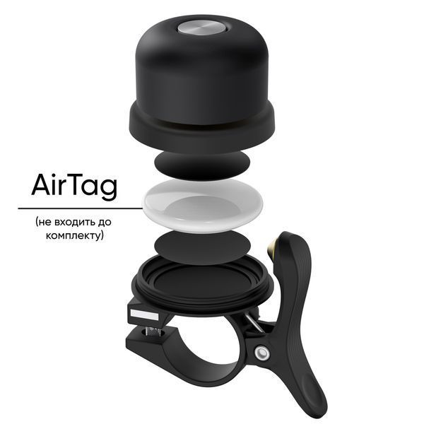 Дзвінок на велосипед з місцем для AirTag Bicycle Bell з мідного сплаву, Black 000995 фото