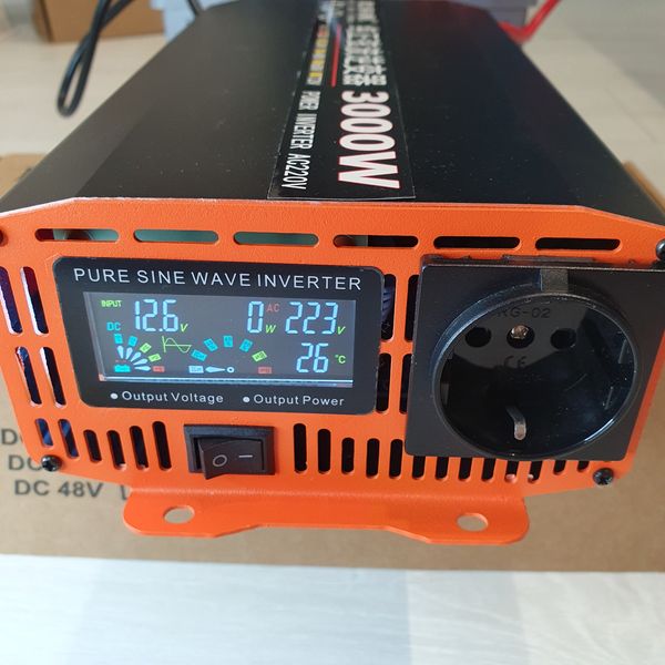 Інвертор із чистим синусом 3000W (1500W), перетворювач напруги з 12В на 220В (50 Гц) 230921 фото