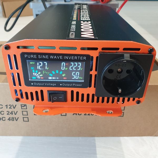 Інвертор із чистим синусом 3000W (1500W), перетворювач напруги з 12В на 220В (50 Гц) 230921 фото