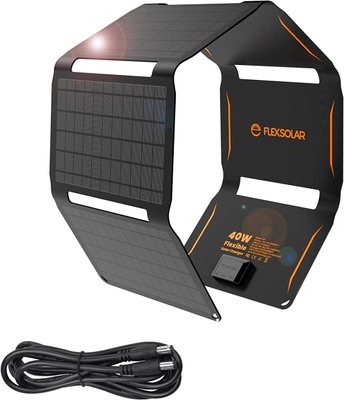 Портативна сонячна складана панель FlexSolar 40W (IP67) + кабель DC5521 для заряджання ноутбука, Black 230647 фото