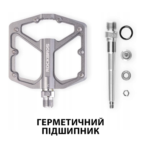 Педалі велосипедні Rockbros K203 на промислових підшипниках з шипами легкі алюмінієві педалі на промах зі змінними шипами, Titan 001251 фото