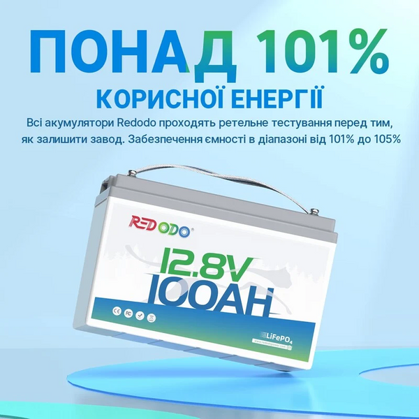 Аккумулятор Redodo LiFePO4 12V 100Ah (1280Wh) со встроенным BMS, 4000+ циклов 000977 фото