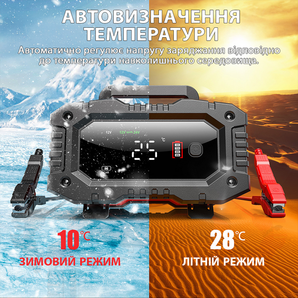 Автоматичний зарядний пристрій FOXSUR FPT-200 12V 20A / 24V 10A імпульсний для кислотних AGM гелевих GEL LiFePO4 акумуляторів 001206 фото