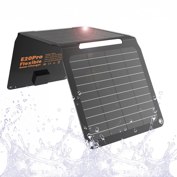 Солнечная панель складная FlexSolar E20 Pro 20W портативное солнечное зарядное устройство с портом USB-C и пылевлагозащитой IP67 001247 фото