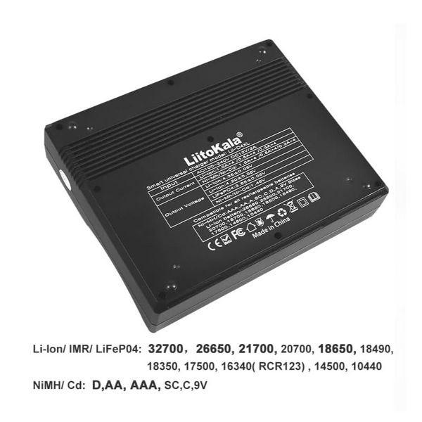 Зарядний пристрій LiitoKala Lii-D4XL для циліндричних акумуляторів універсальний на 4+2 незалежних слоти з LCD-дисплеєм 001192 фото