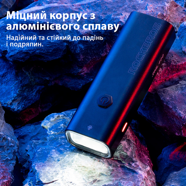 Ліхтар велосипедний Rockbros RHL400 велоліхтар на акумуляторі яскравість 400 люмен 4 режими зарядка Type-C вологозахист IPX6 001131 фото
