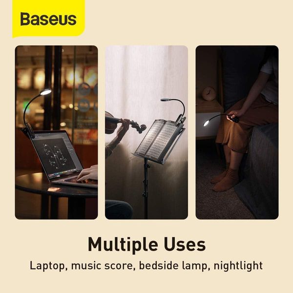 Портативна лампа Baseus Comfort Reading Mini Clip Lamp (DGRAD-0G), Dark Gray 230890 фото