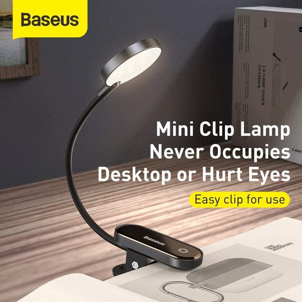 Портативна лампа Baseus Comfort Reading Mini Clip Lamp (DGRAD-0G), Dark Gray 230890 фото