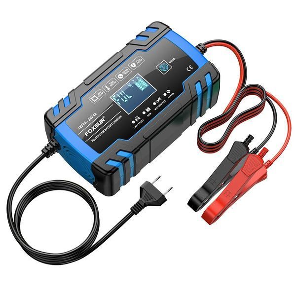 Автоматическое зарядное устройство FOXSUR 12V 8A / 24V 4A импульсный для кислотных AGM гелевых GEL EFB SLA аккумуляторов, Синий 001211 фото