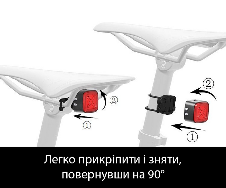 Задній ліхтар для велосипеда Enfitnix CubeLite III автоматичний стоп-сигнал на акумуляторі 4 режими світла 001043 фото