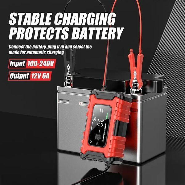 Умное зарядное устройство FOXSUR 12V 6A для автомобильных свинцово-кислотных аккумуляторов универсальное с функцией восстановления 001210 фото