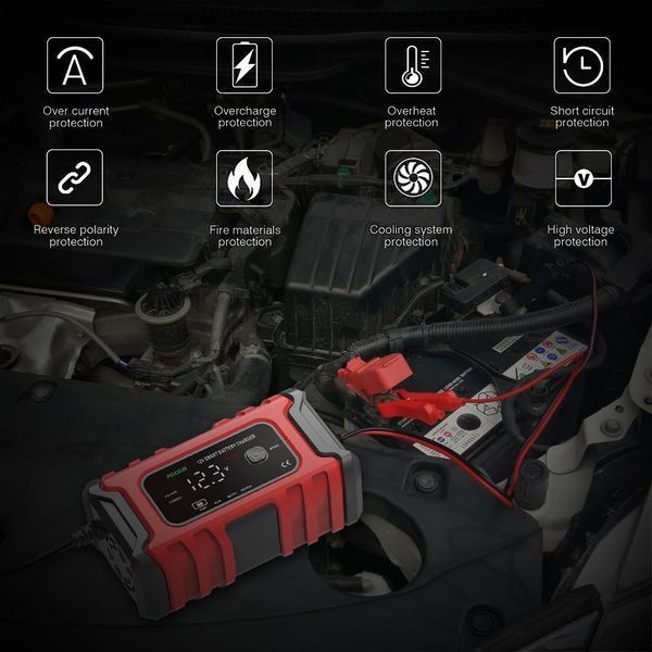 Умное зарядное устройство FOXSUR 12V 6A для автомобильных свинцово-кислотных аккумуляторов универсальное с функцией восстановления 001210 фото